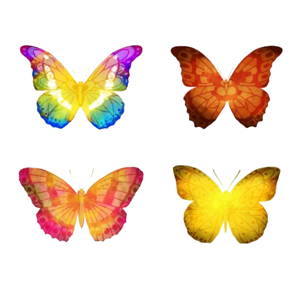 Colorful Watercolor Butterflies Collection PNG Transparent Background
