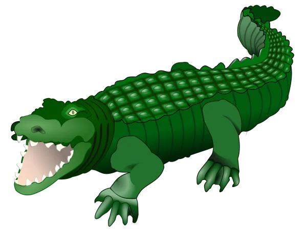 Green Crocodile with Open Mouth PNG