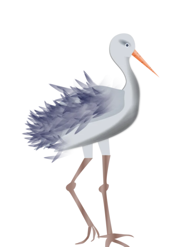 Stylized White Stork PNG Transparent Background