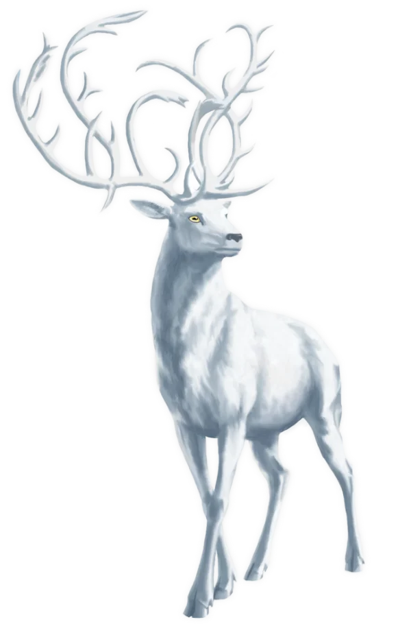 Enchanting White Deer with Ornate Antlers PNG Transparent