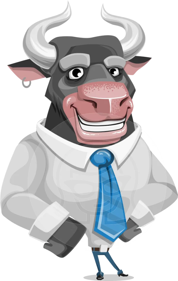 Professional Bull Mascot in Suit PNG Transparent Background