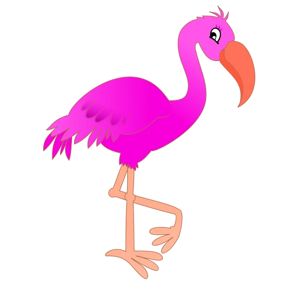 Cartoon Pink Flamingo Illustration PNG