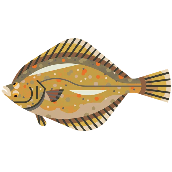 Stylized Flounder Fish PNG Transparent Background