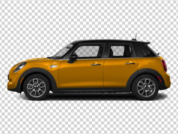 Orange Mini Cooper Car PNG Transparent Background