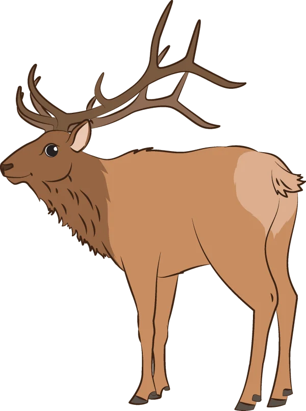 Stylized Elk with Antlers PNG Transparent