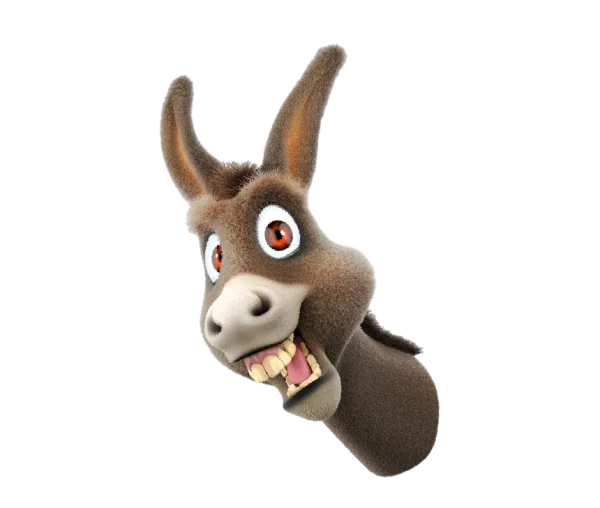Laughing Cartoon Donkey Head PNG Transparent Background