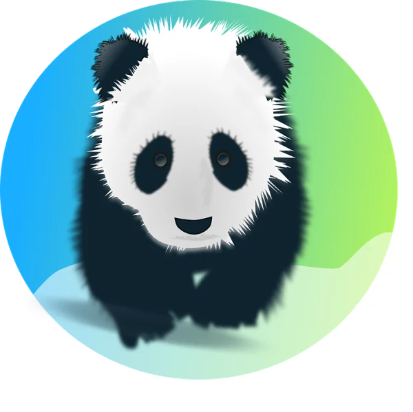 Cute Baby Panda with Gradient Circle Background PNG