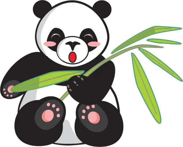 Cute Cartoon Panda Holding Bamboo PNG Transparent Background