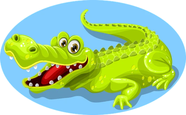 Happy Green Cartoon Alligator PNG