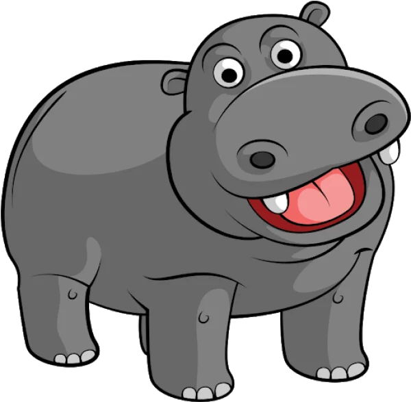 Smiling Cartoon Hippo PNG Transparent Background