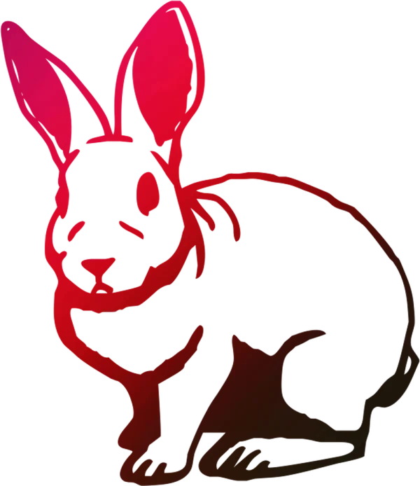 Red Gradient Rabbit Outline PNG