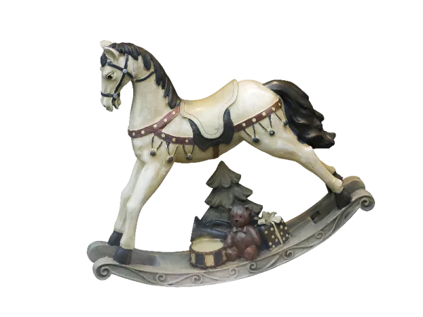 Vintage Rocking Horse with Christmas Decorations PNG