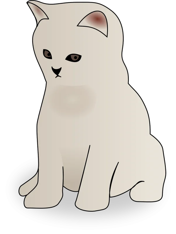 Cartoon Sitting White Cat PNG