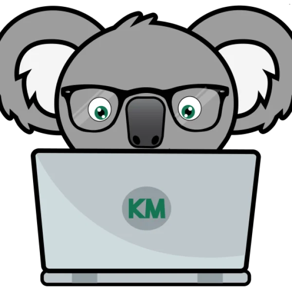 Smart Koala with Laptop PNG Transparent Background