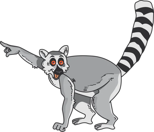 Cartoon Lemur Pointing Transparent Background