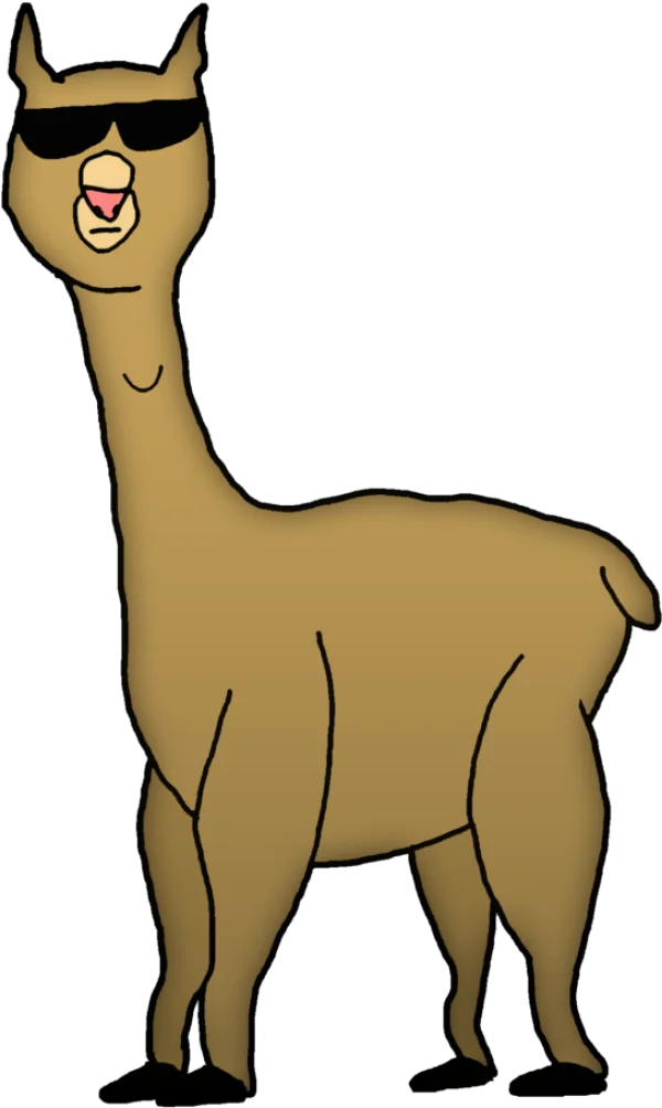 Cool Llama with Sunglasses PNG Transparent Background