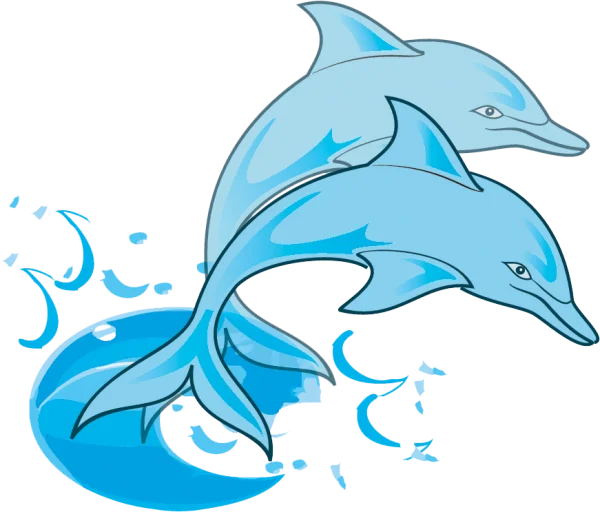 Stylized Blue Dolphin Duo PNG Transparent Background