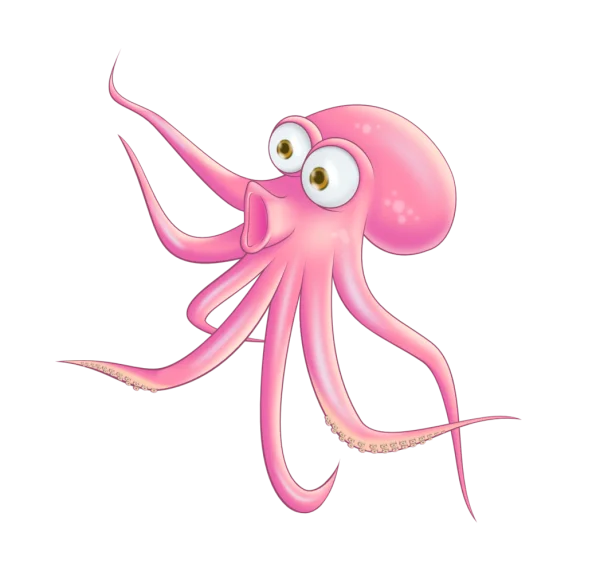 Cartoon Pink Octopus PNG Transparent Background