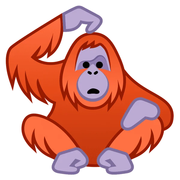 Confused Orangutan Scratching Head PNG Transparent