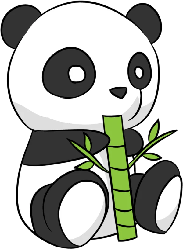 Cute Cartoon Panda Eating Bamboo PNG Transparent
