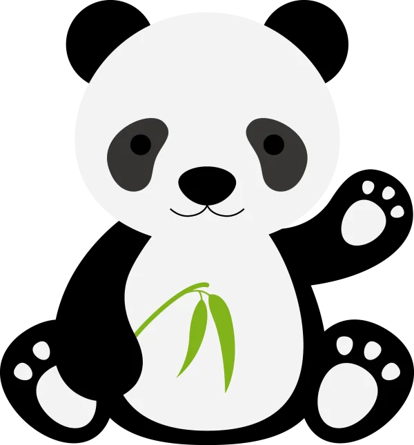 Cute Cartoon Panda with Bamboo PNG Transparent