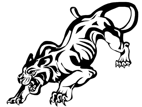 Stylized Black Panther Roaring PNG Transparent