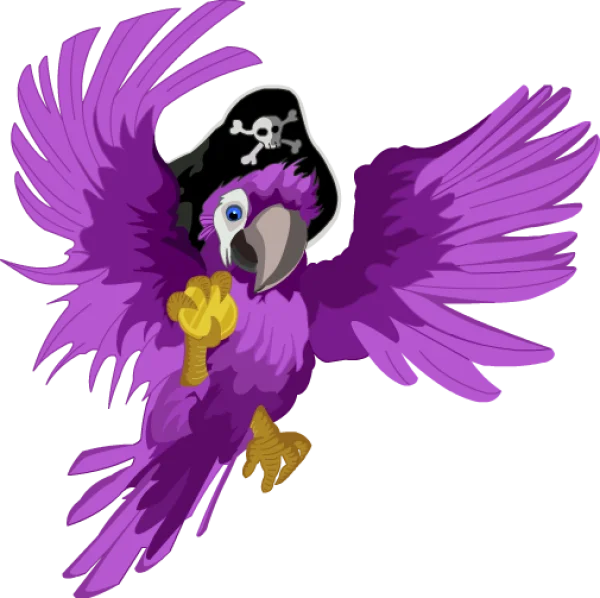 Purple Pirate Parrot PNG Transparent Background