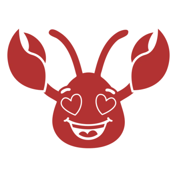 Red Lobster with Heart Eyes PNG Transparent Background