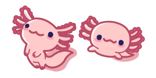 Cute Pink Axolotls PNG Transparent Background