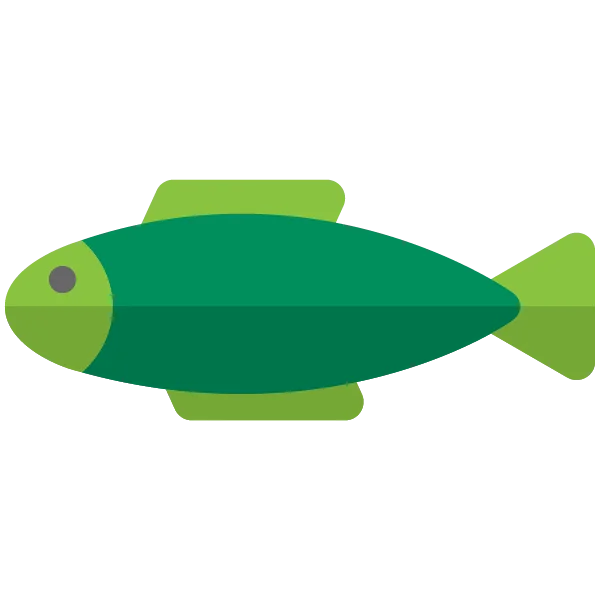 Green Flat Design Fish PNG Transparent Background