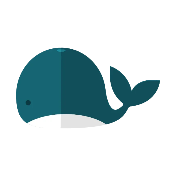 Flat Design Teal Whale PNG Transparent