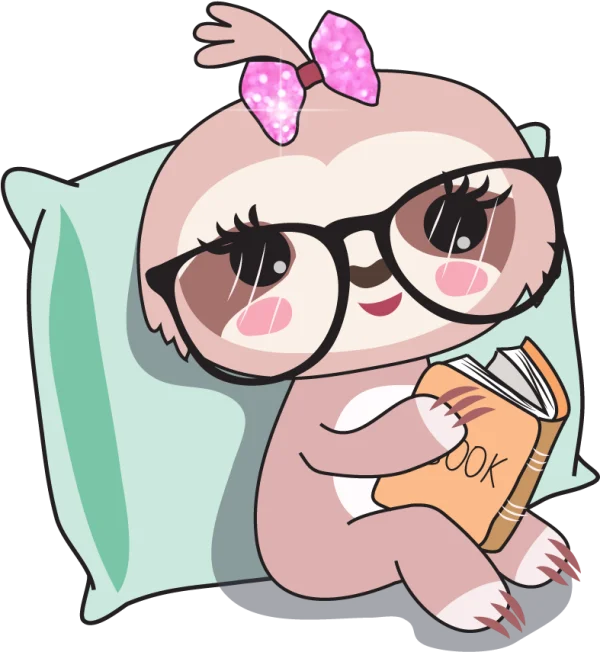 Cute Sloth Reading Book Transparent PNG
