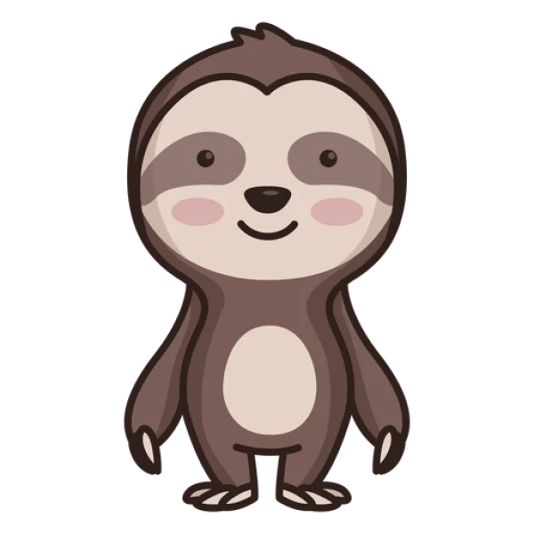 Cute Cartoon Sloth Character PNG