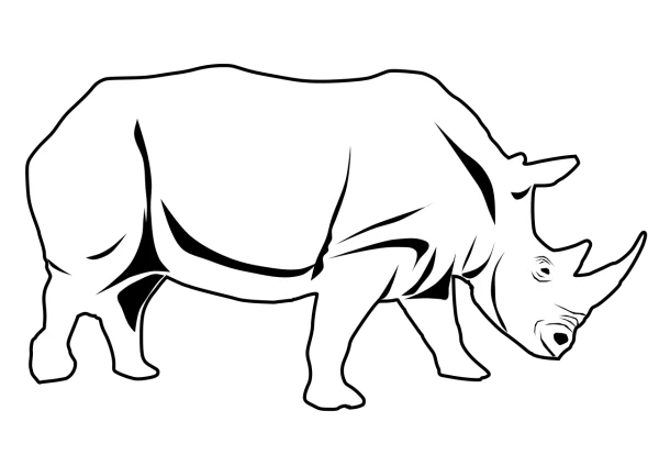 White Rhino Silhouette Transparent PNG