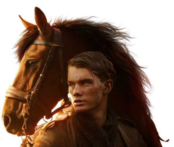 Young Man and Horse Dramatic Portrait PNG