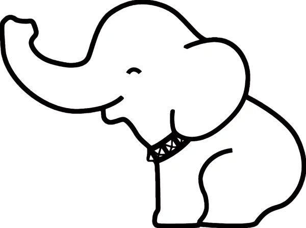 Smiling Cartoon Elephant Outline PNG