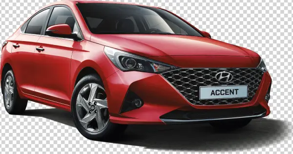 Red Hyundai Accent Car PNG Transparent Background