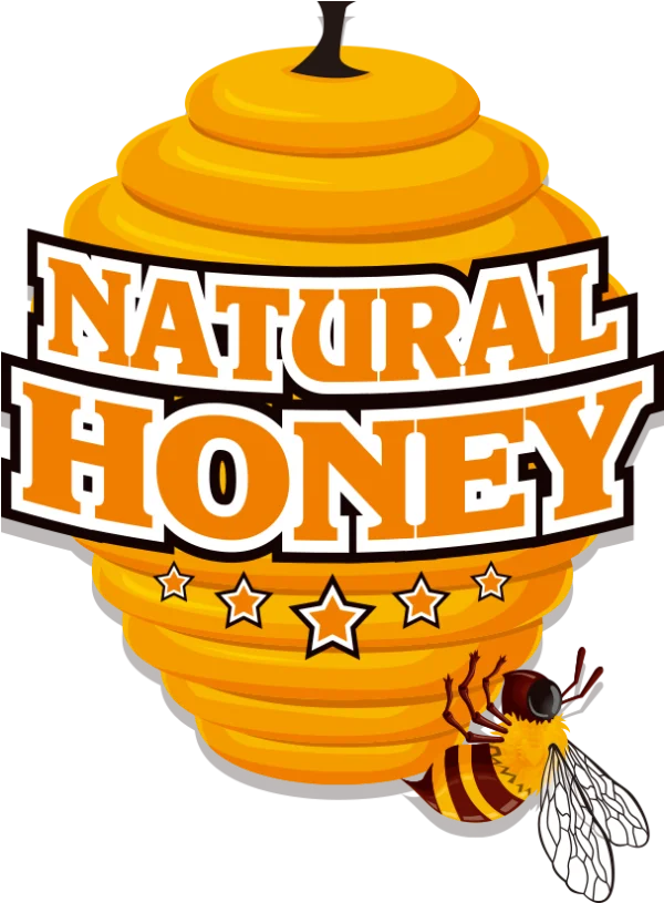 Natural Honey Logo with Bee and Honeycomb