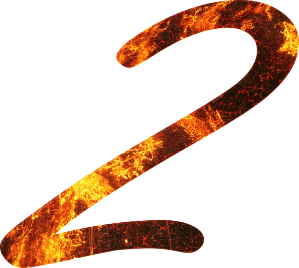 Fiery Number 2 PNG Transparent Background
