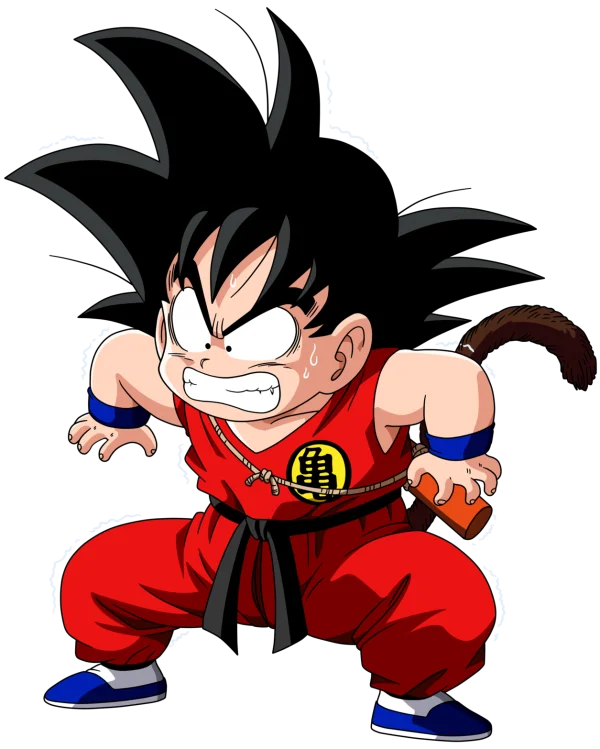 Kid Goku Tense Stance PNG Transparent Background