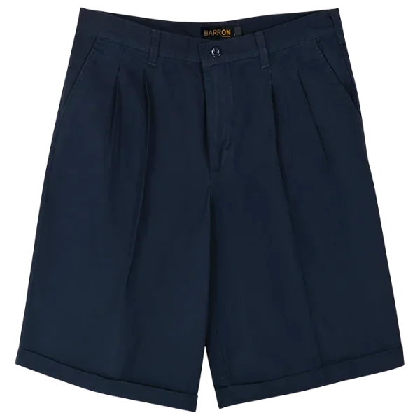 Navy Blue Pleated Shorts PNG Transparent Background