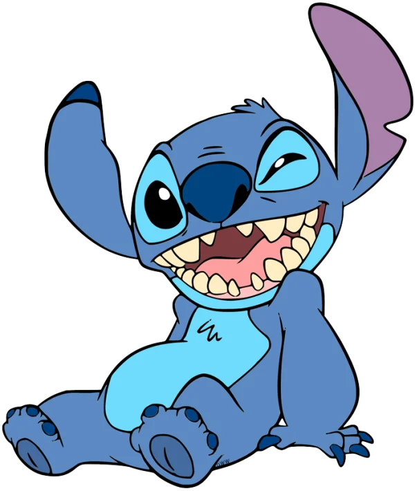 Stitch Winking Happy Smile PNG Transparent Background