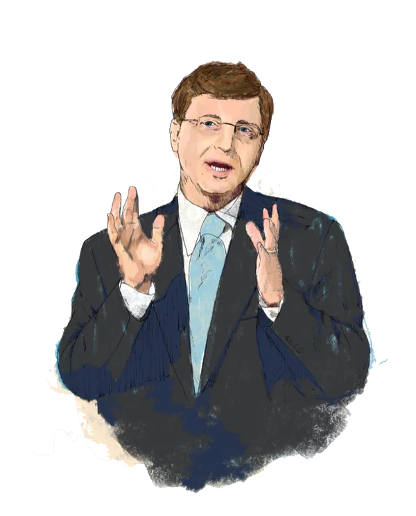 Illustrated Bill Gates PNG Transparent Background