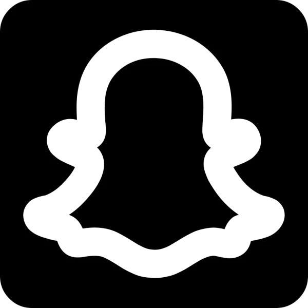 Black and White Snapchat Ghost Logo PNG Transparent Background
