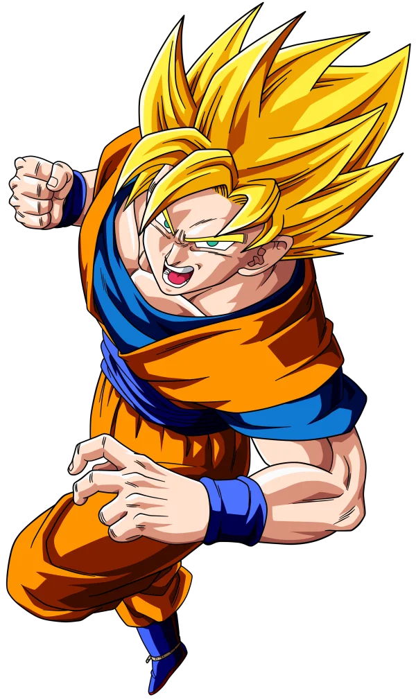 Goku Super Saiyan Dynamic Pose PNG Transparent