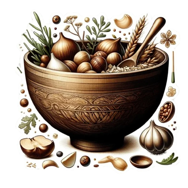 Rustic Bowl with Herbs and Spices PNG