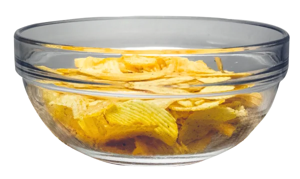 Potato Chips in Glass Bowl PNG Transparent Background