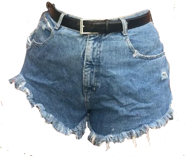 Denim Shorts with Black Belt PNG Transparent Background