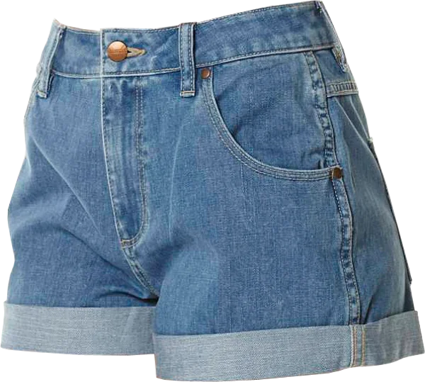 Cuffed Light Blue Denim Shorts PNG Transparent Background