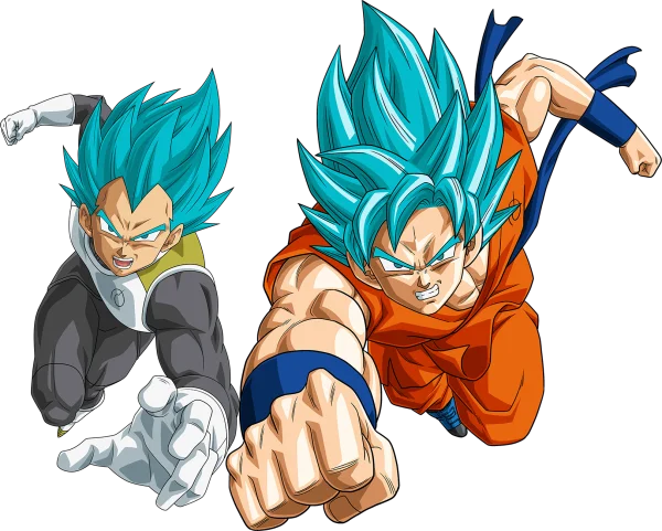 Goku and Vegeta Super Saiyan Blue Charging PNG